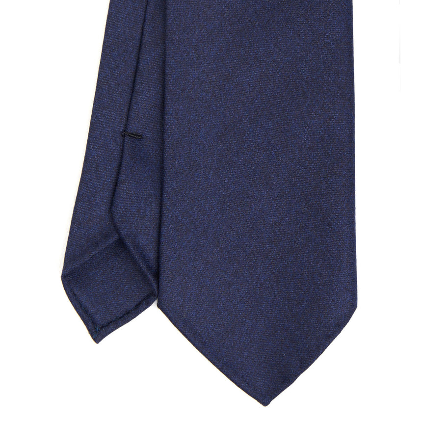 CRAVATTA SARTORIALE IN LANA SFODERATA BLU SCURO