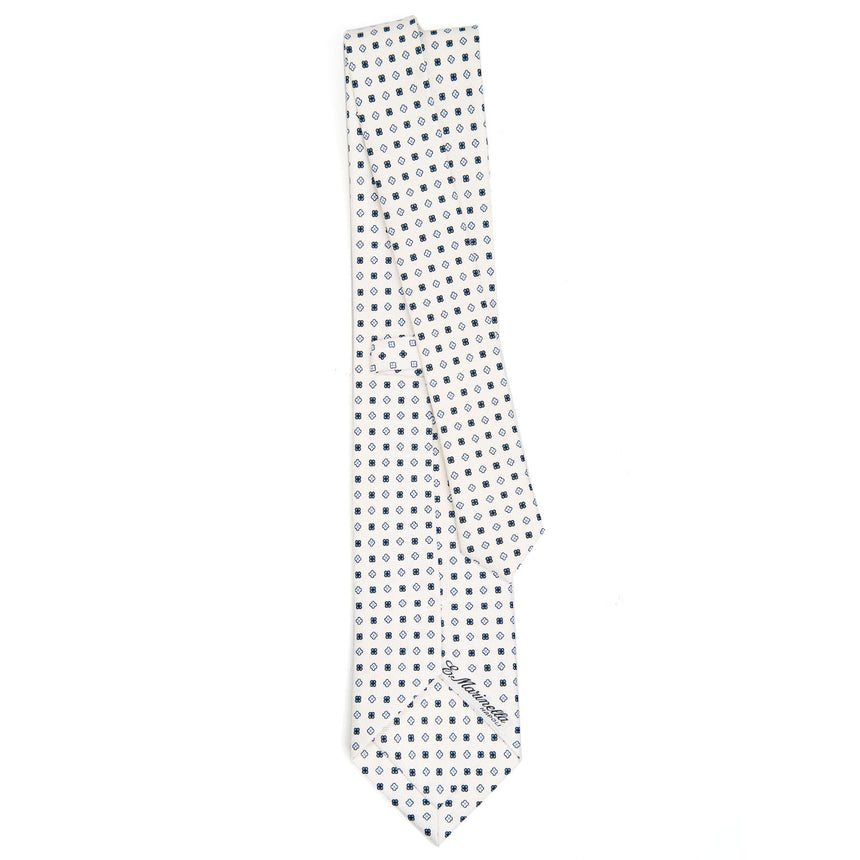 CRAVATTA SARTORIALE IN SETA STAMPATA BIANCA