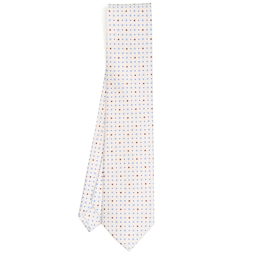 WHITE SARTORIAL PRINTED SILK TIE