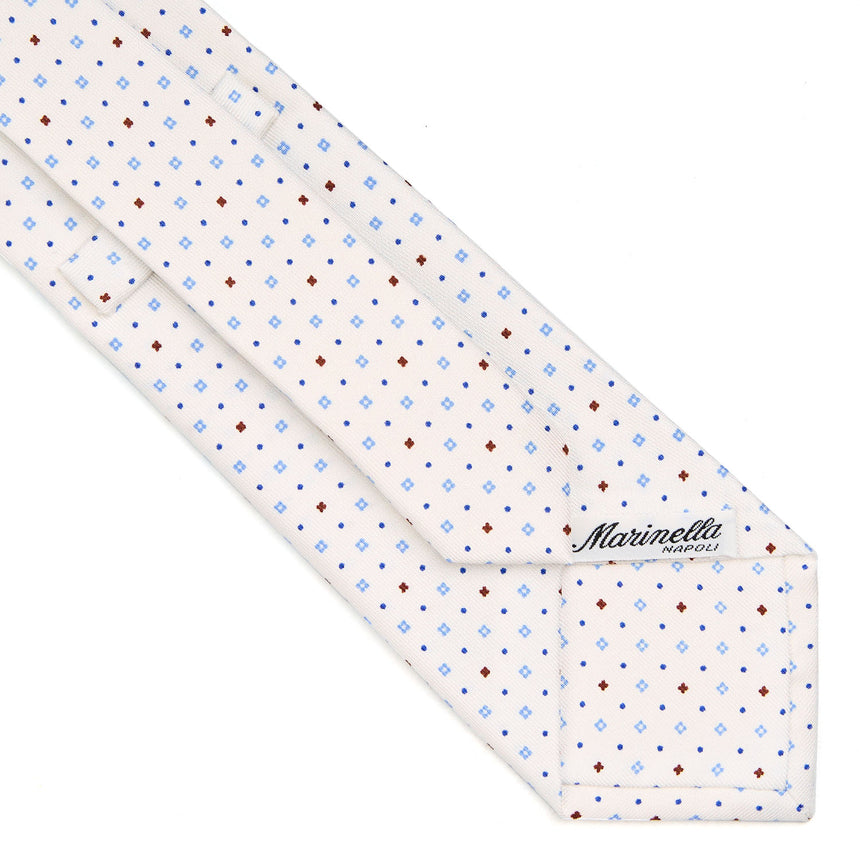 WHITE SARTORIAL PRINTED SILK TIE