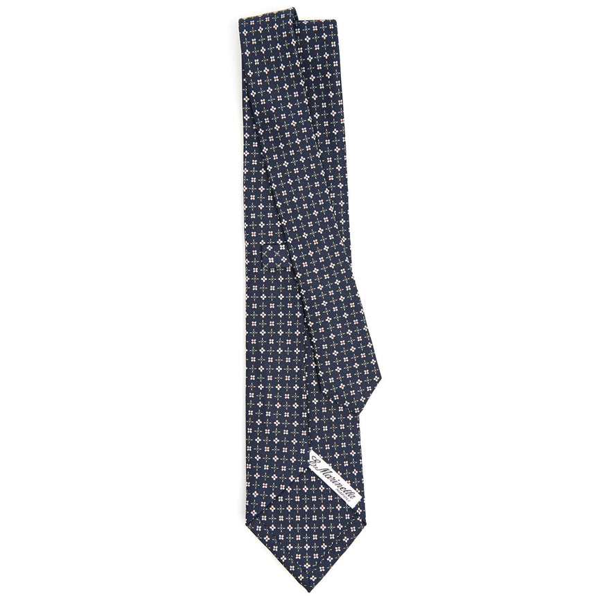 CRAVATTA SARTORIALE IN SETA STAMPATA BLU SCURO
