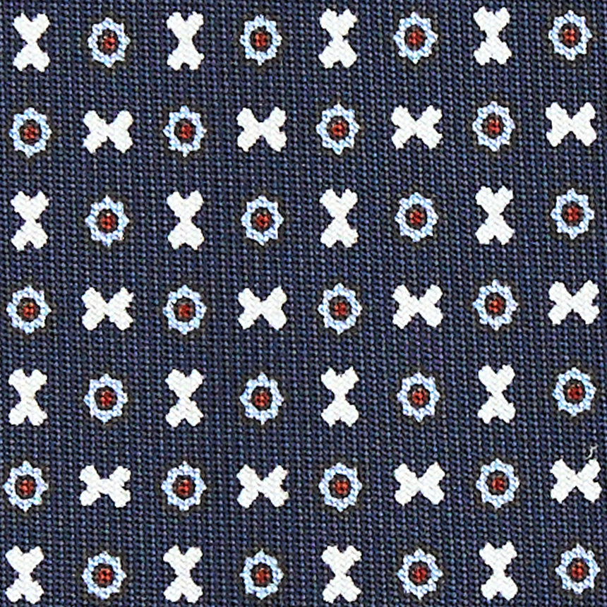 CRAVATTA SARTORIALE IN SETA STAMPATA BLU SCURO