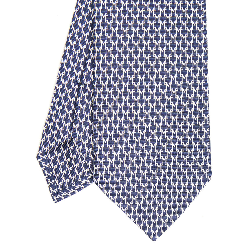DARK BLUE SARTORIAL PRINTED SILK TIE