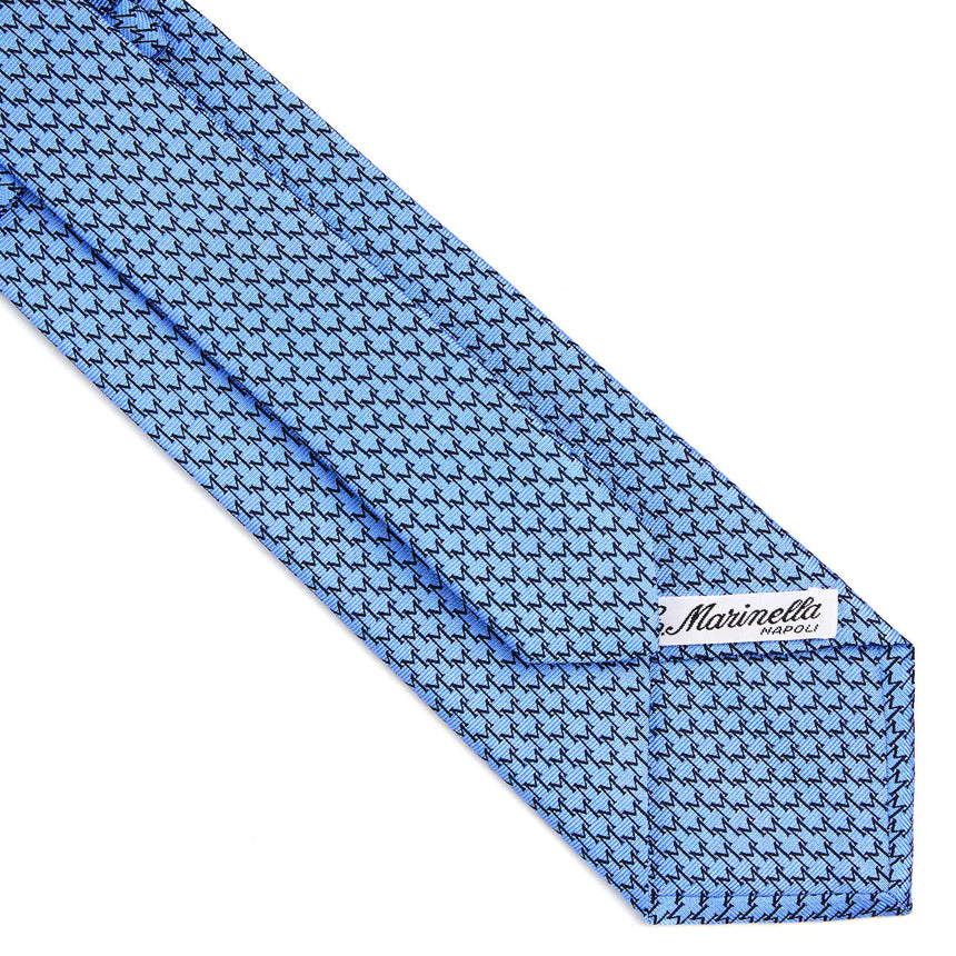 CRAVATTA SARTORIALE IN SETA STAMPATA AZZURRO