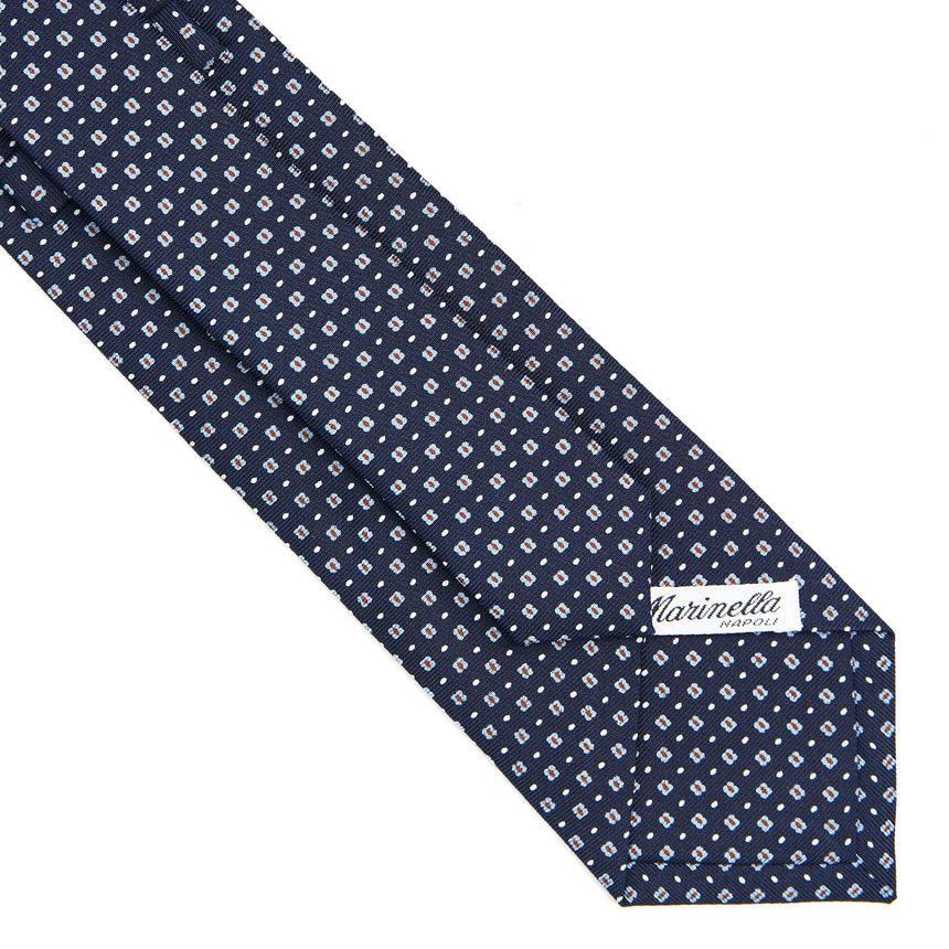CRAVATTA SARTORIALE IN SETA STAMPATA BLU SCURO