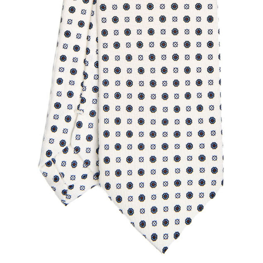 WHITE SARTORIAL PRINTED SILK TIE