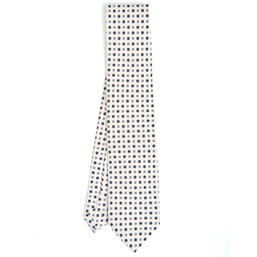 WHITE SARTORIAL PRINTED SILK TIE