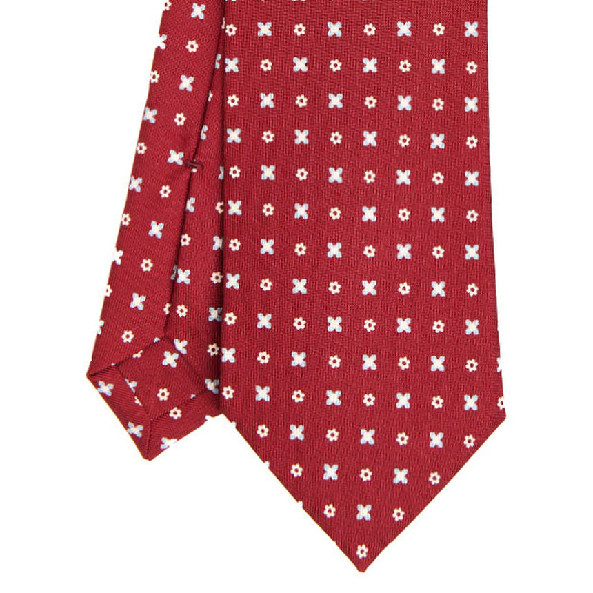 CRAVATTA SARTORIALE IN SETA STAMPATA BORDEAUX