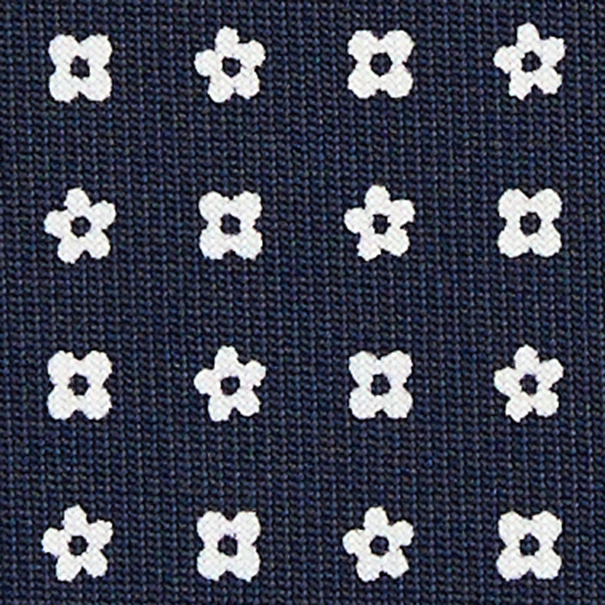 CRAVATTA SARTORIALE IN SETA STAMPATA BLU SCURO