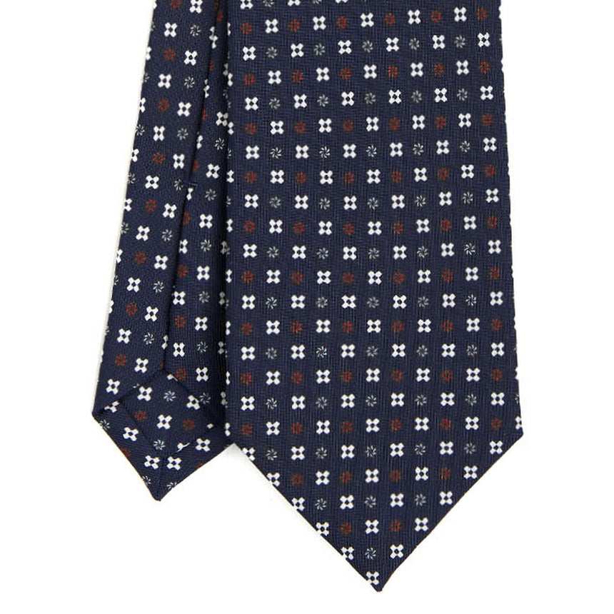 CRAVATTA SARTORIALE IN SETA STAMPATA BLU SCURO