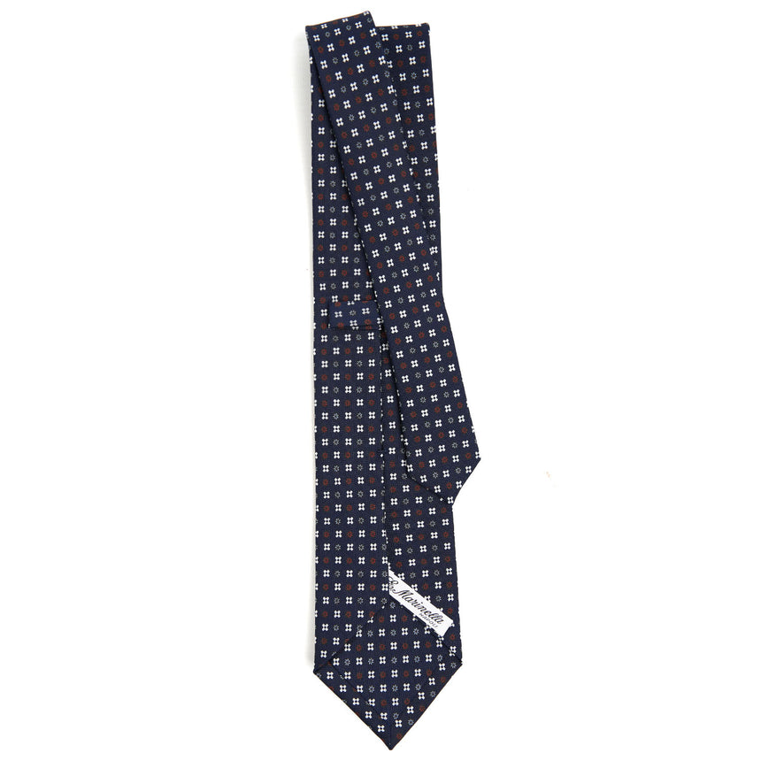 CRAVATTA SARTORIALE IN SETA STAMPATA BLU SCURO