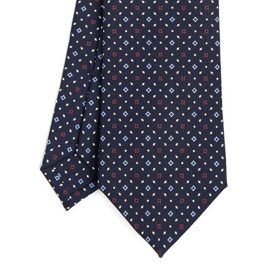 DARK BLUE SARTORIAL PRINTED SILK TIE