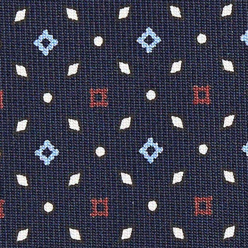 DARK BLUE SARTORIAL PRINTED SILK TIE