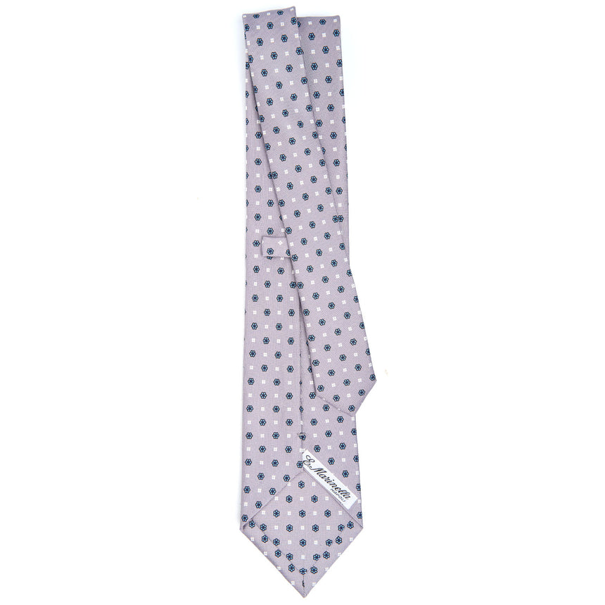 CRAVATTA SARTORIALE IN SETA STAMPATA GRIGIO CHIARO