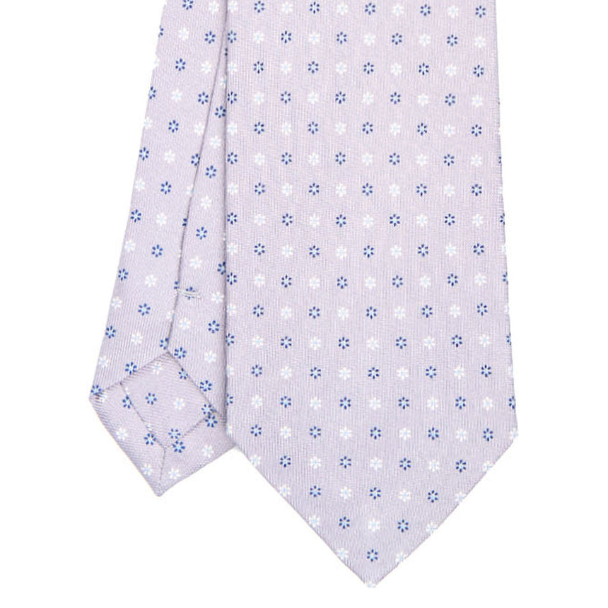 CRAVATTA SARTORIALE IN SETA STAMPATA GRIGIO CHIARO