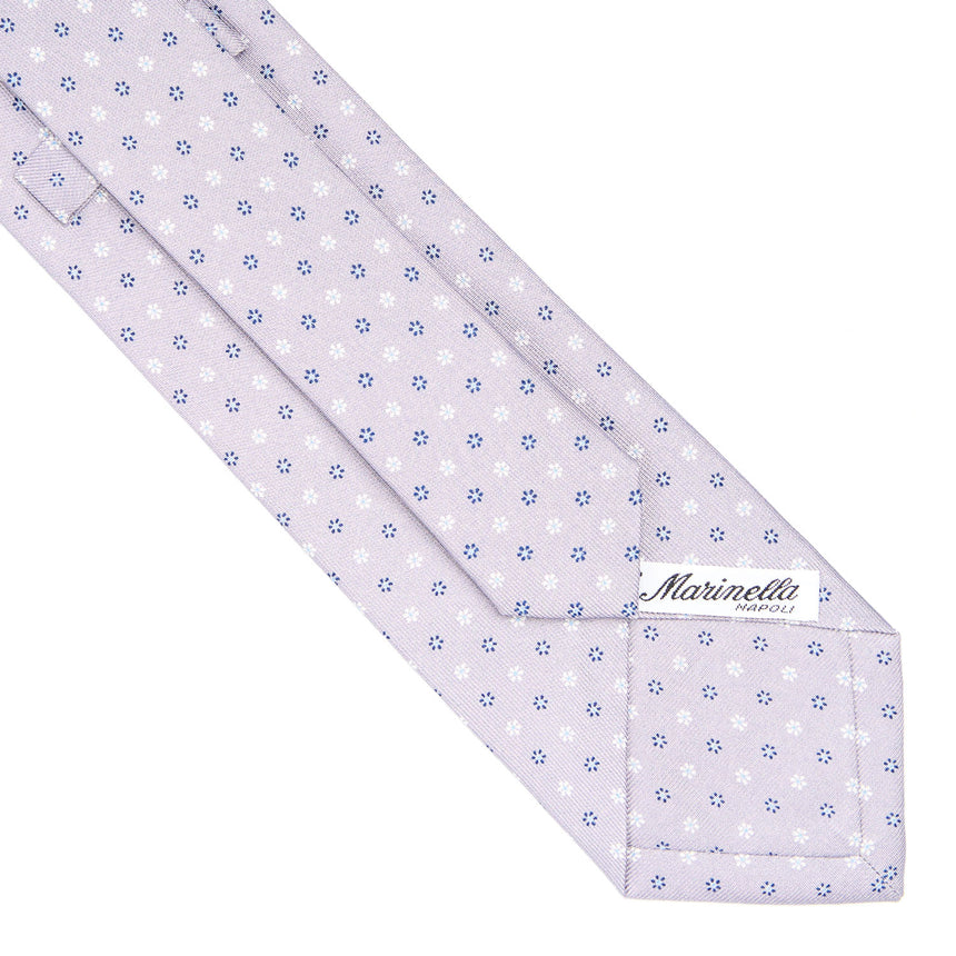 CRAVATTA SARTORIALE IN SETA STAMPATA GRIGIO CHIARO