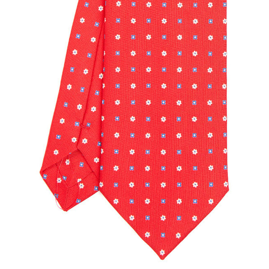 RED SARTORIAL PRINTED SILK TIE