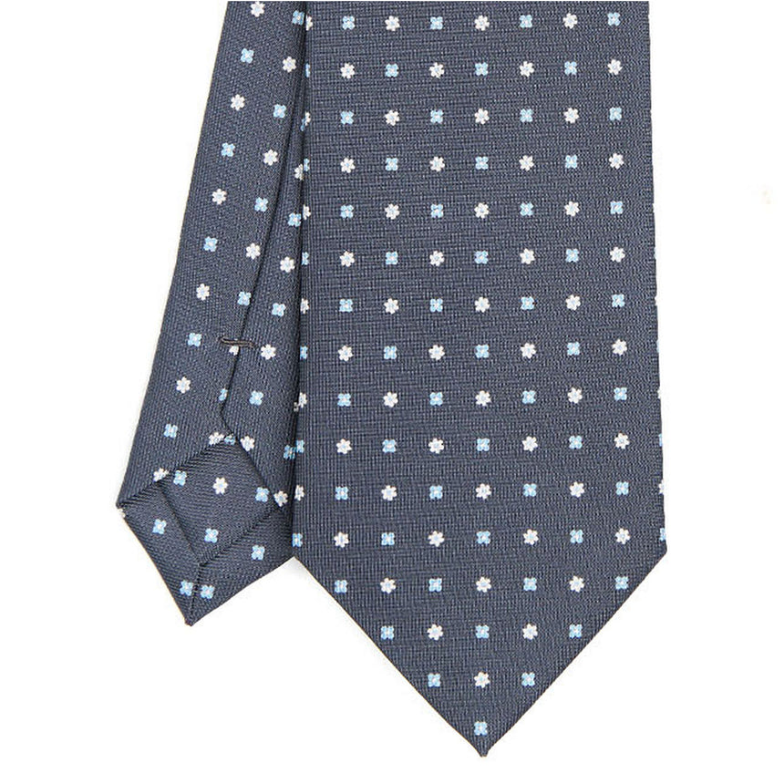 CRAVATTA SARTORIALE IN SETA STAMPATA GRIGIO SCURO