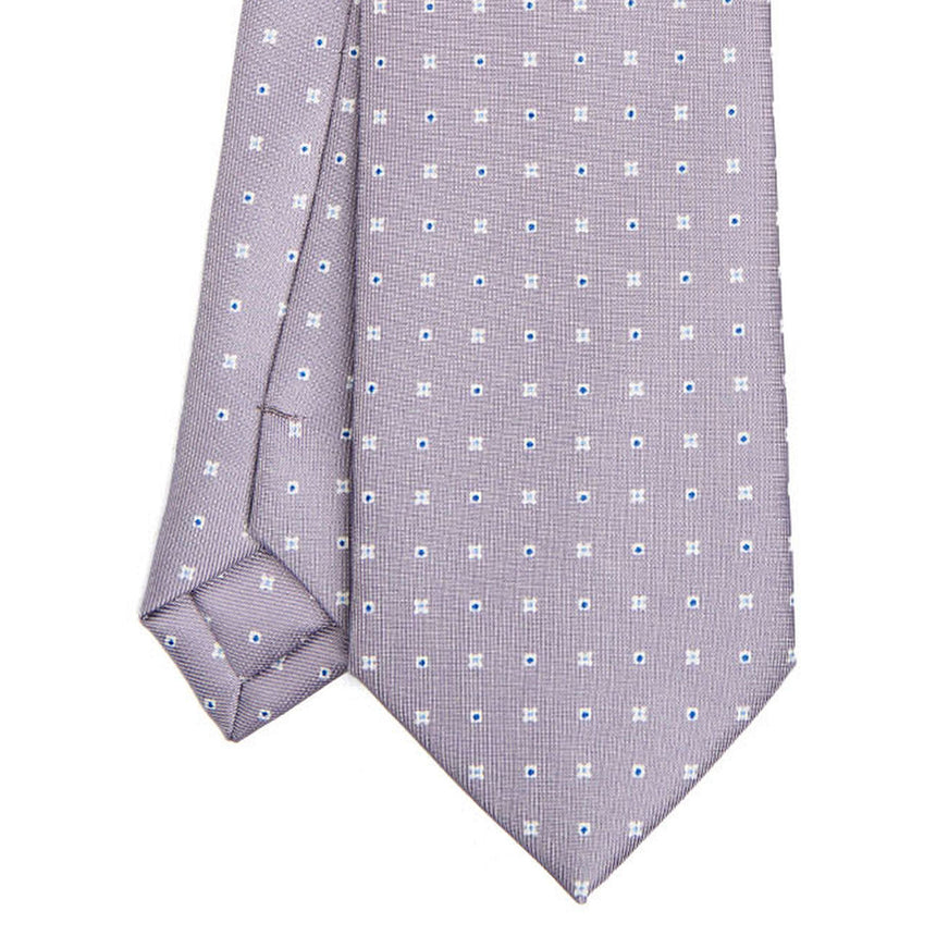 CRAVATTA SARTORIALE IN SETA STAMPATA GRIGIO CHIARO