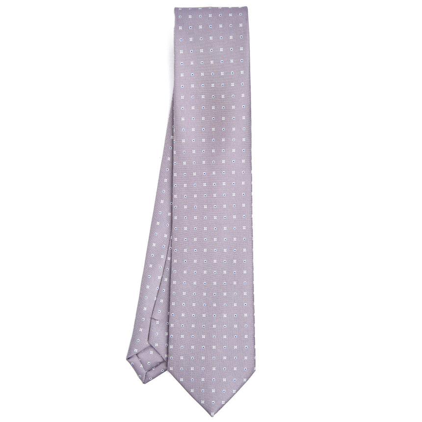 CRAVATTA SARTORIALE IN SETA STAMPATA GRIGIO CHIARO