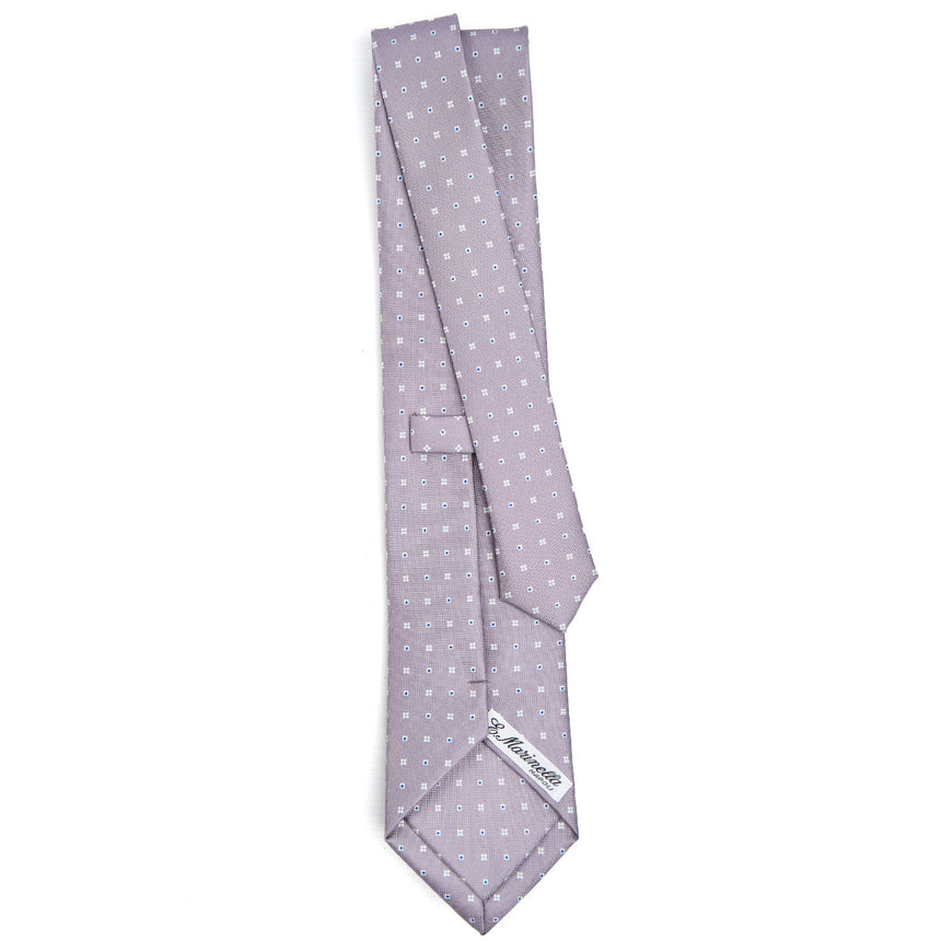 CRAVATTA SARTORIALE IN SETA STAMPATA GRIGIO CHIARO