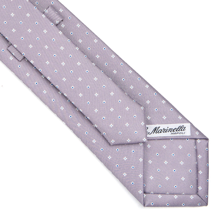 CRAVATTA SARTORIALE IN SETA STAMPATA GRIGIO CHIARO