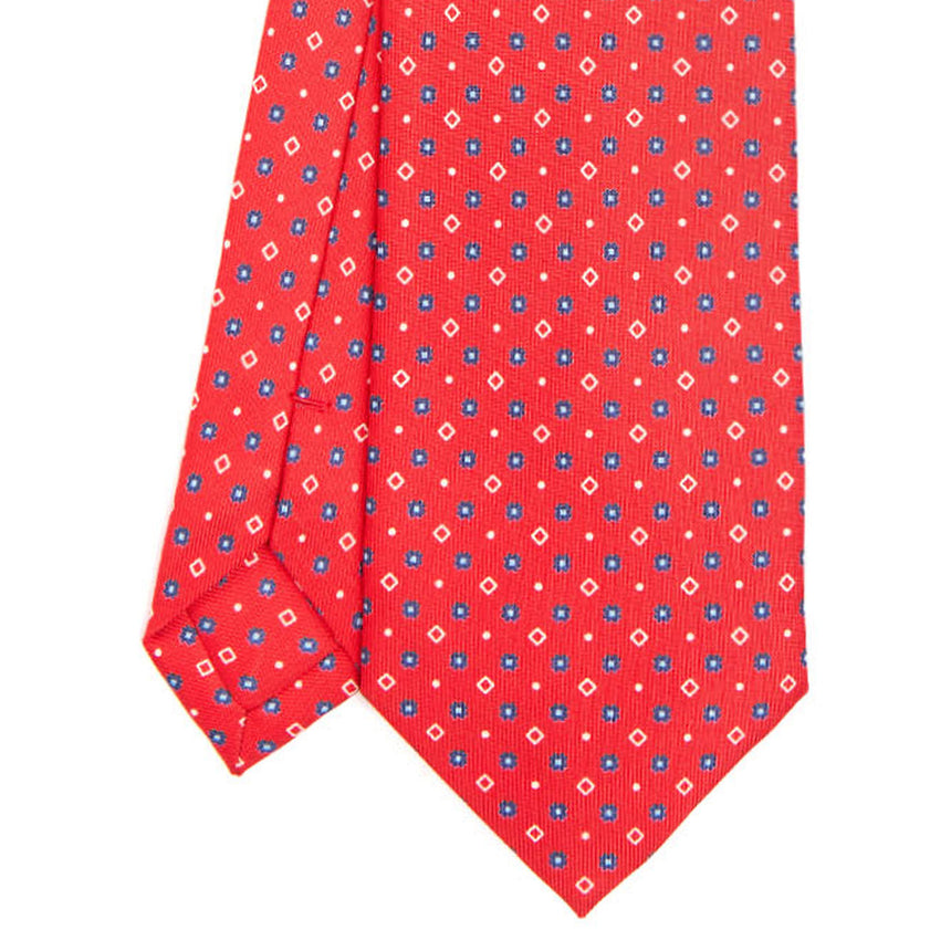 RED SARTORIAL PRINTED SILK TIE