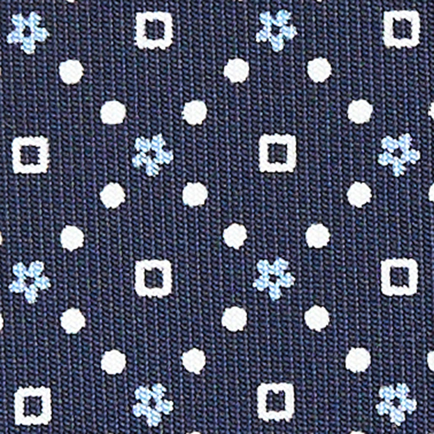 CRAVATTA SARTORIALE IN SETA STAMPATA BLU SCURO