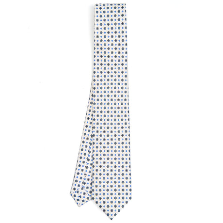 CRAVATTA SARTORIALE 7 CM IN SETA STAMPATA BIANCA