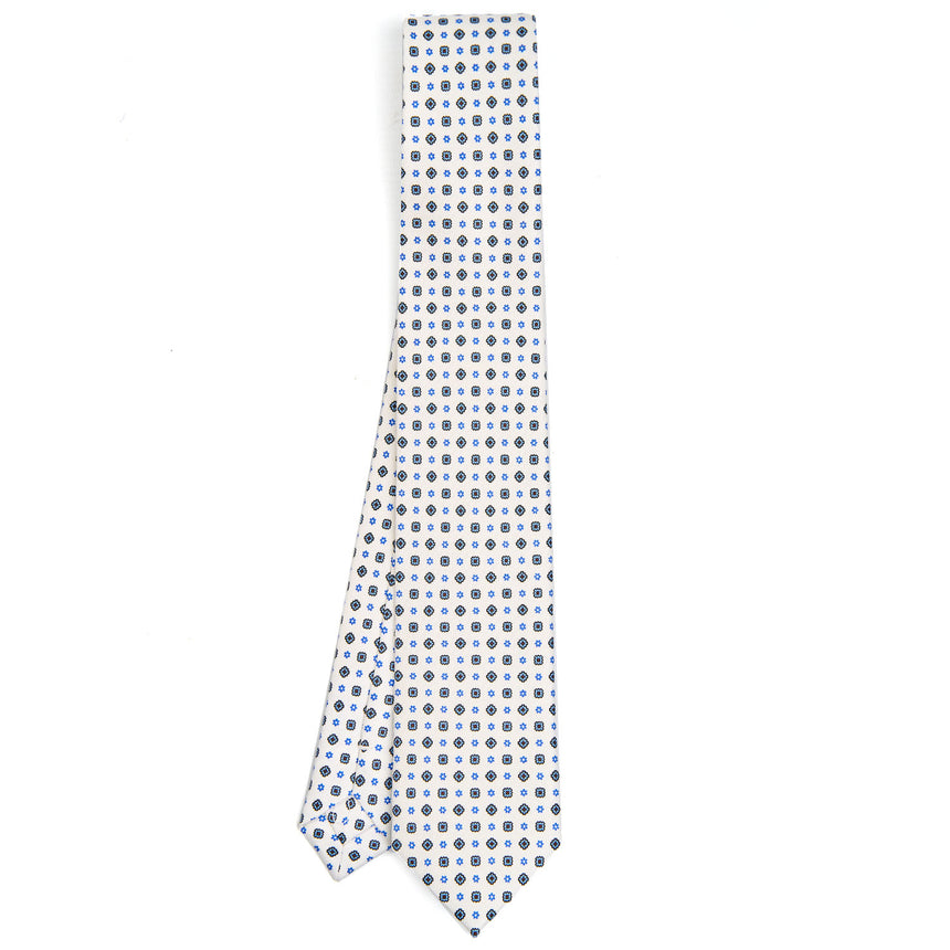 WHITE SARTORIAL 7 CM PRINTED SILK TIE