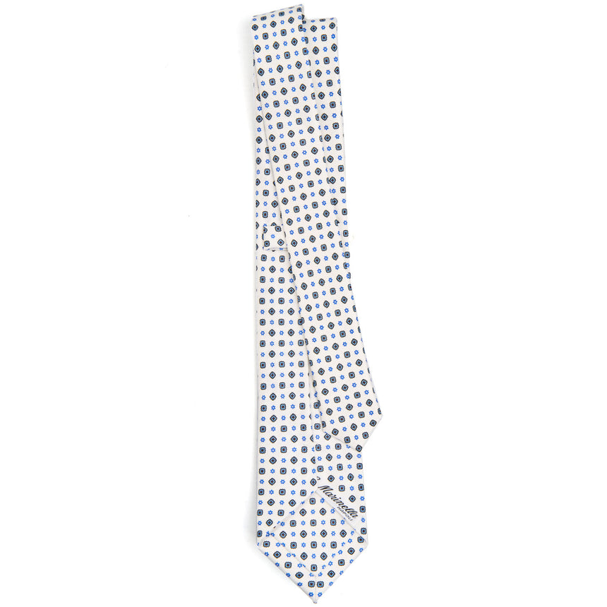 WHITE SARTORIAL 7 CM PRINTED SILK TIE