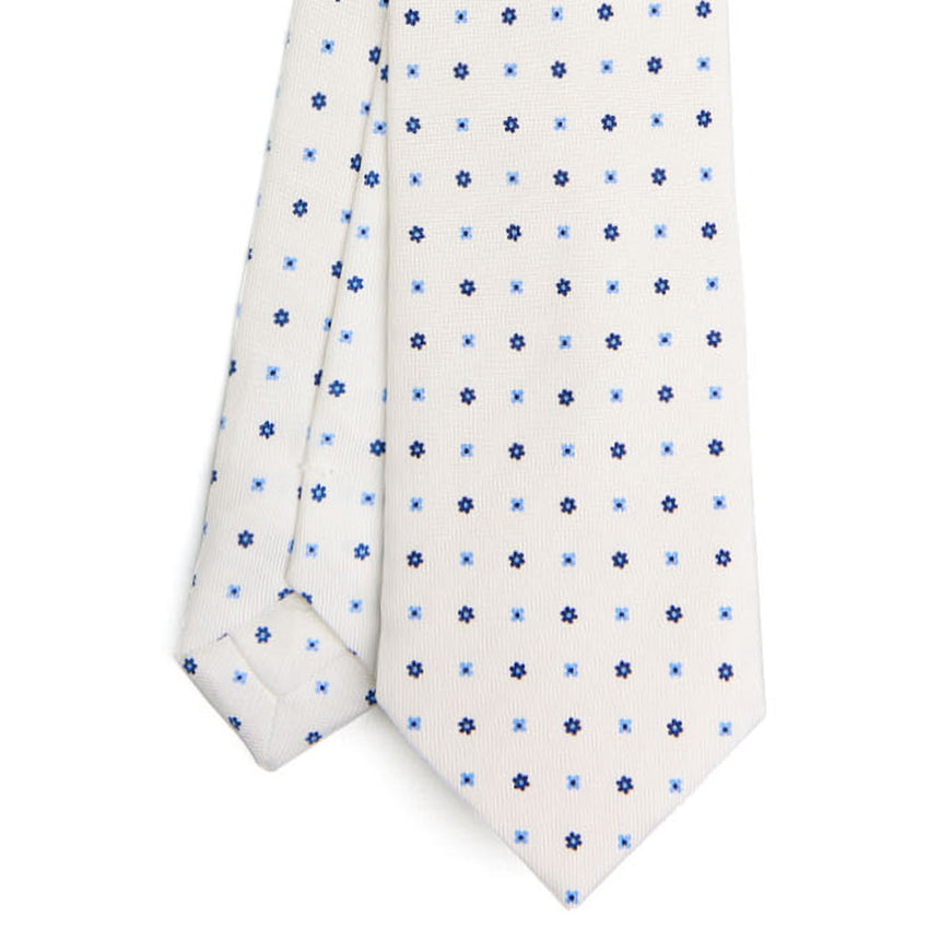 WHITE SARTORIAL 7 CM PRINTED SILK TIE