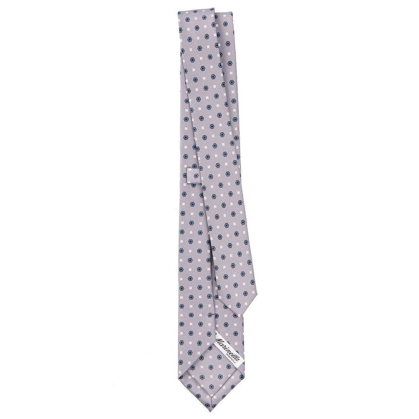 CRAVATTA SARTORIALE 7 CM IN SETA STAMPATA GRIGIO CHIARO