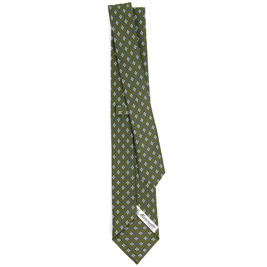 CRAVATTA SARTORIALE 7 CM IN SETA STAMPATA VERDE OLIVA