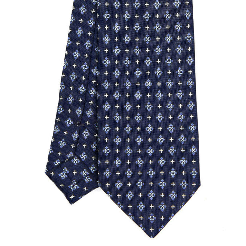 DARK BLUE SARTORIAL 7 CM PRINTED SILK TIE