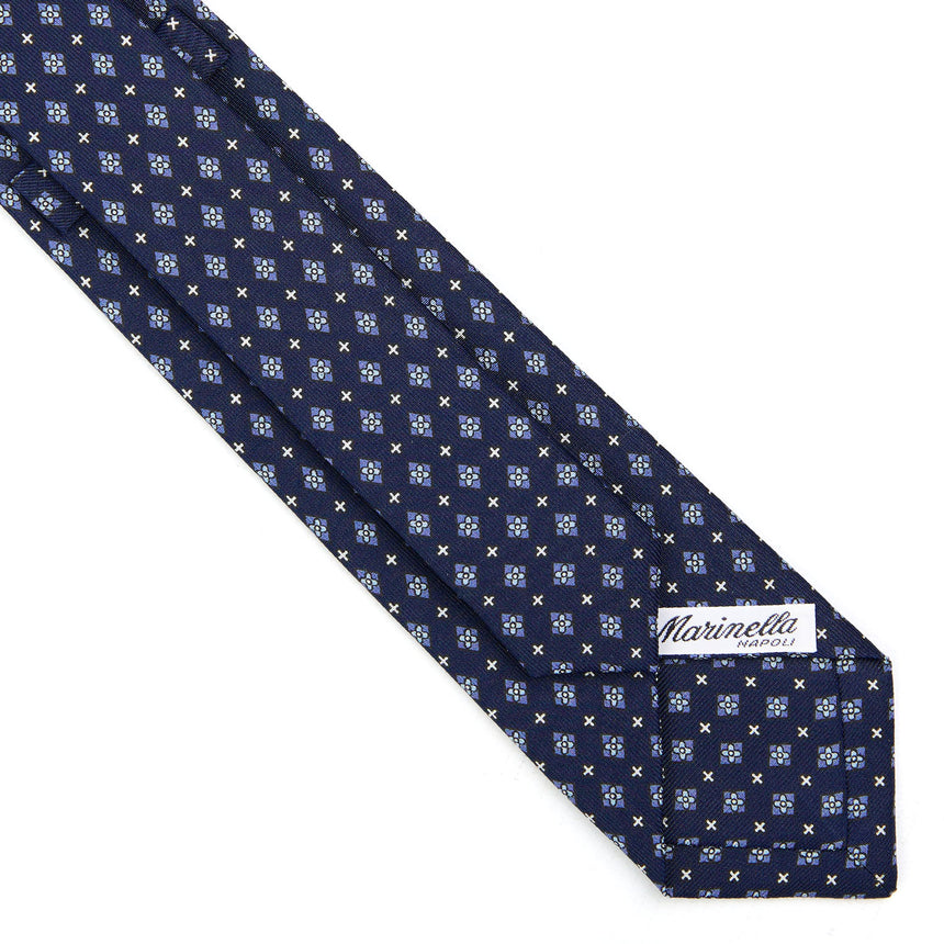 DARK BLUE SARTORIAL 7 CM PRINTED SILK TIE
