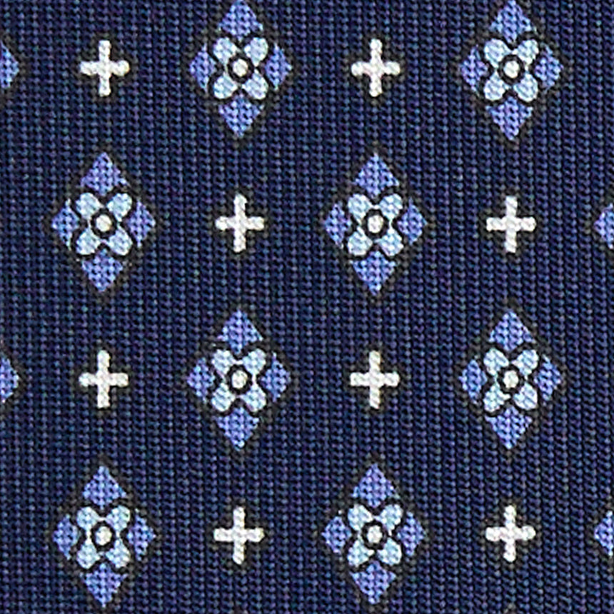 DARK BLUE SARTORIAL 7 CM PRINTED SILK TIE