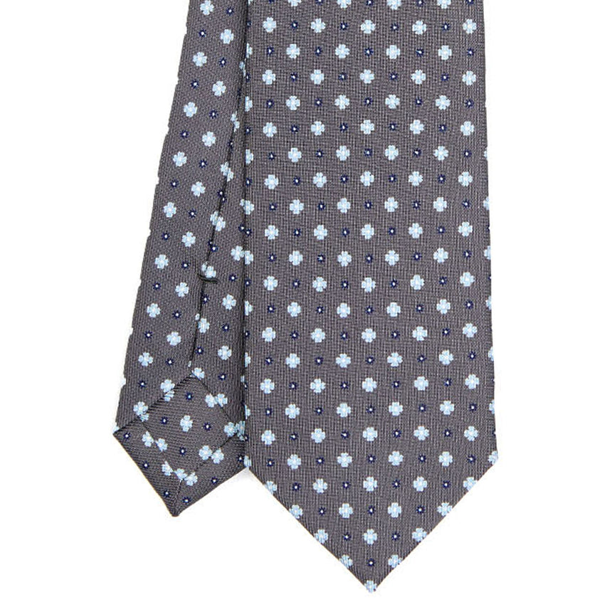 CRAVATTA SARTORIALE 7 CM IN SETA STAMPATA GRIGIO SCURO