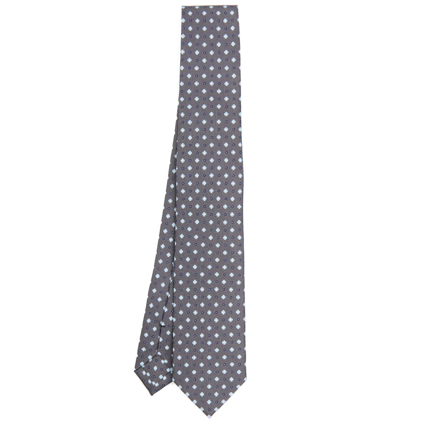 CRAVATTA SARTORIALE 7 CM IN SETA STAMPATA GRIGIO SCURO