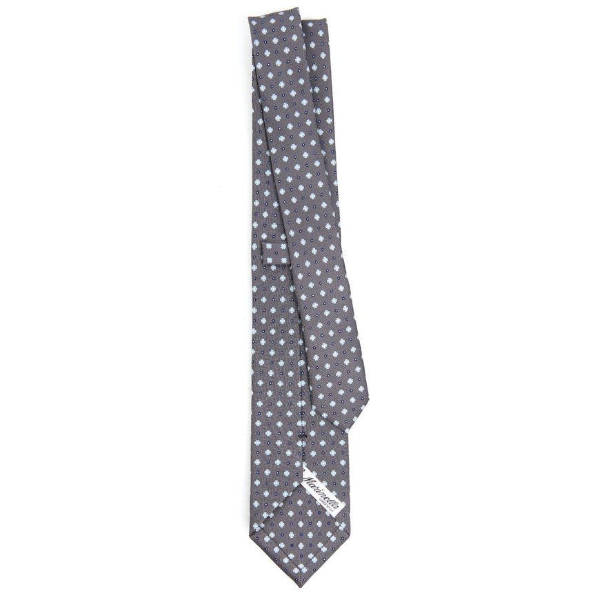CRAVATTA SARTORIALE 7 CM IN SETA STAMPATA GRIGIO SCURO