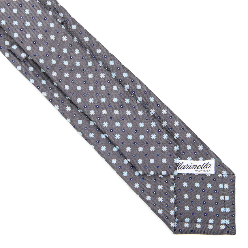 CRAVATTA SARTORIALE 7 CM IN SETA STAMPATA GRIGIO SCURO