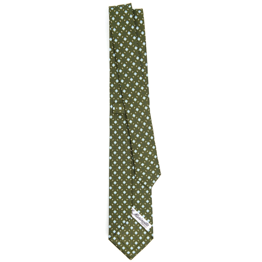 OLIVE GREEN SARTORIAL 7 CM PRINTED SILK TIE