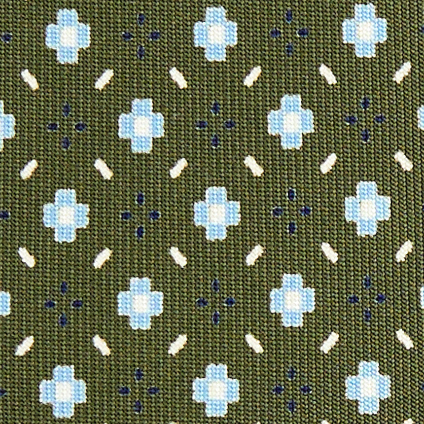 OLIVE GREEN SARTORIAL 7 CM PRINTED SILK TIE