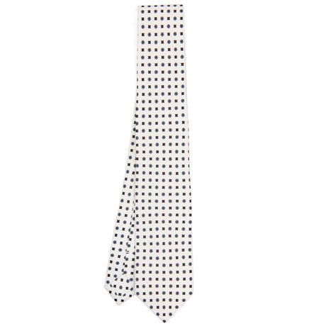 CRAVATTA SARTORIALE 7 CM IN SETA STAMPATA BIANCA