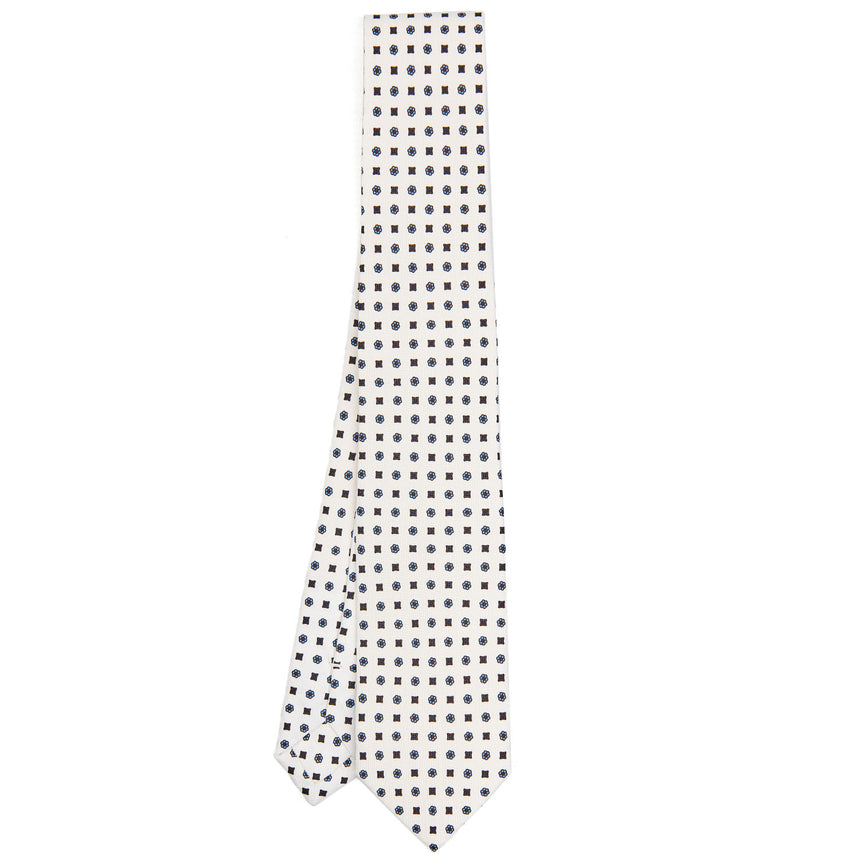 CRAVATTA SARTORIALE 7 CM IN SETA STAMPATA BIANCA