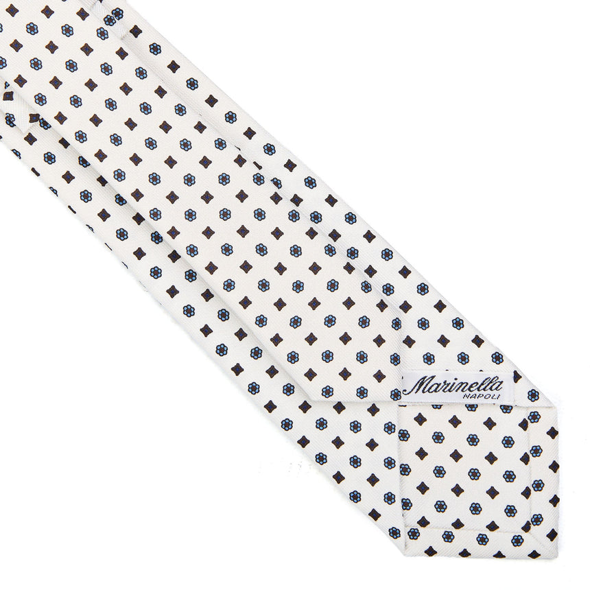 CRAVATTA SARTORIALE 7 CM IN SETA STAMPATA BIANCA