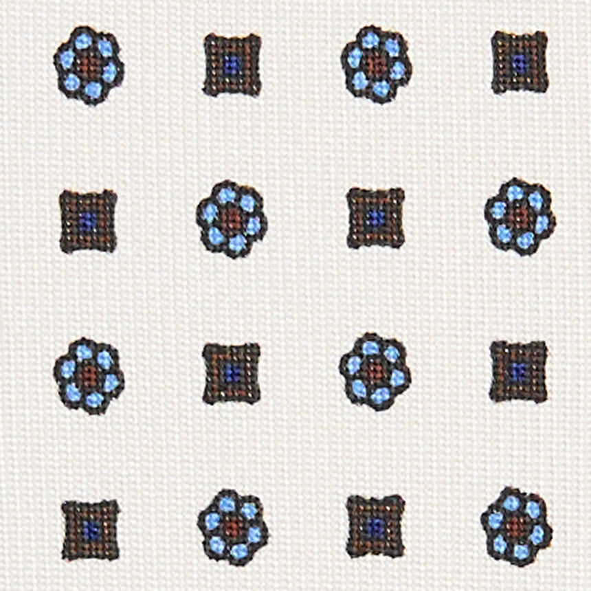 CRAVATTA SARTORIALE 7 CM IN SETA STAMPATA BIANCA