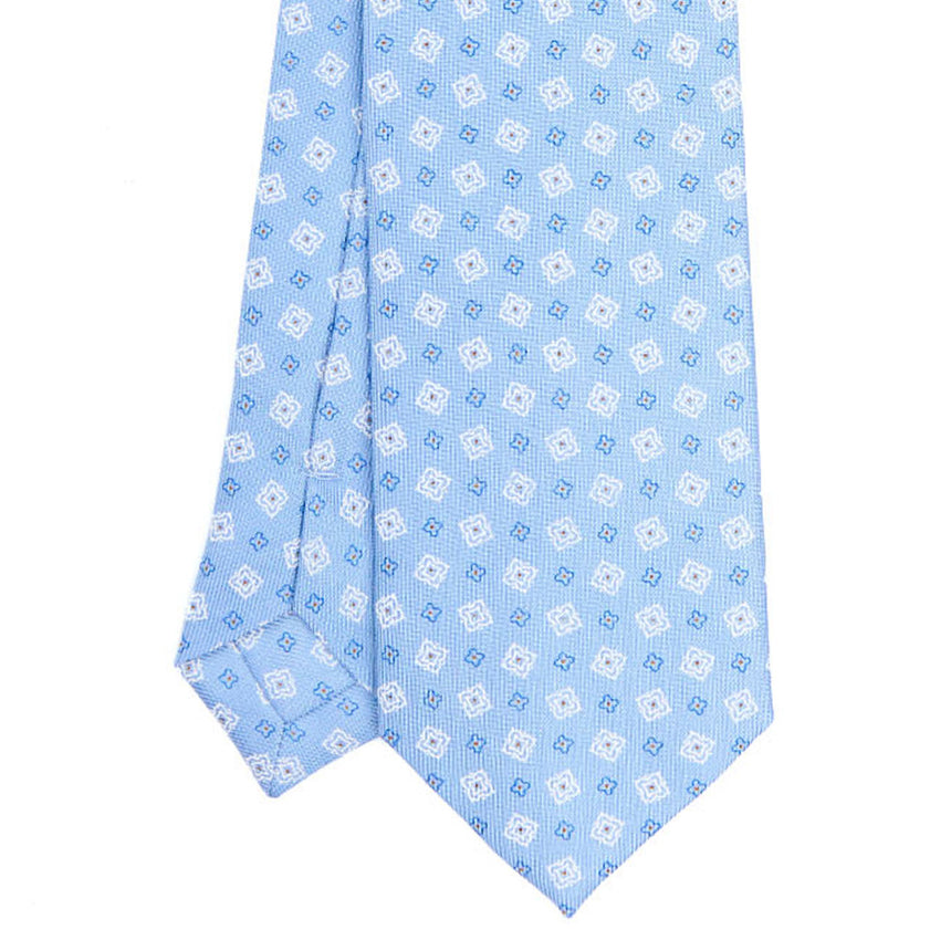 LIGHT BLUE SARTORIAL 7 CM PRINTED SILK TIE