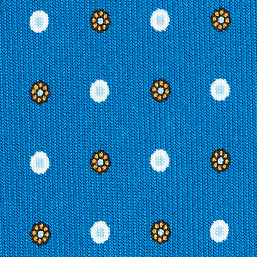 CRAVATTA SARTORIALE 7 CM IN SETA STAMPATA BLU MEDIO