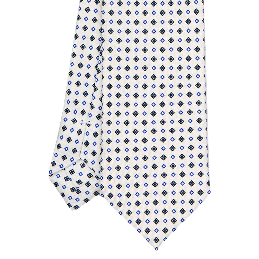 CRAVATTA SARTORIALE 7 CM IN SETA STAMPATA BIANCA